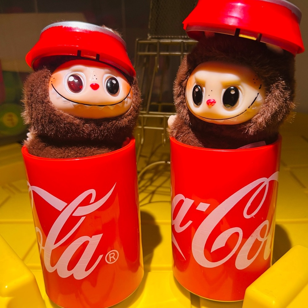 Coca Cola Red and Brown Plush Pair